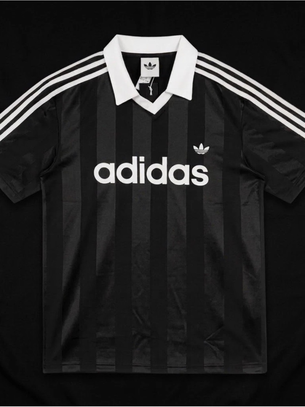 adidas Black & White Striped Logo Polo